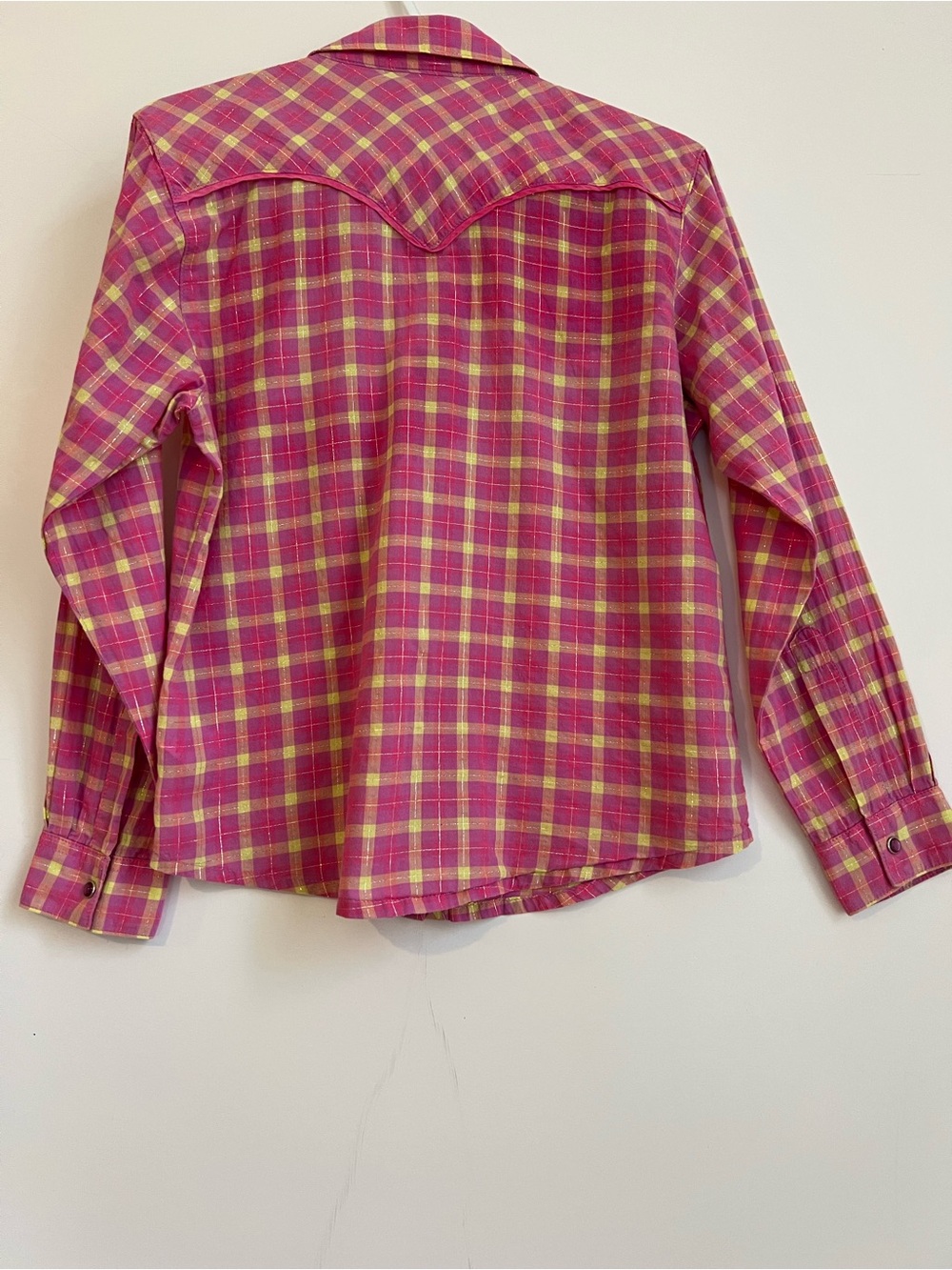 Wrangler Girls Pink, Yellow Plaid Cowgirl Western Shirt Rhinestone
Horses XL/12 - Picture 14 of 15